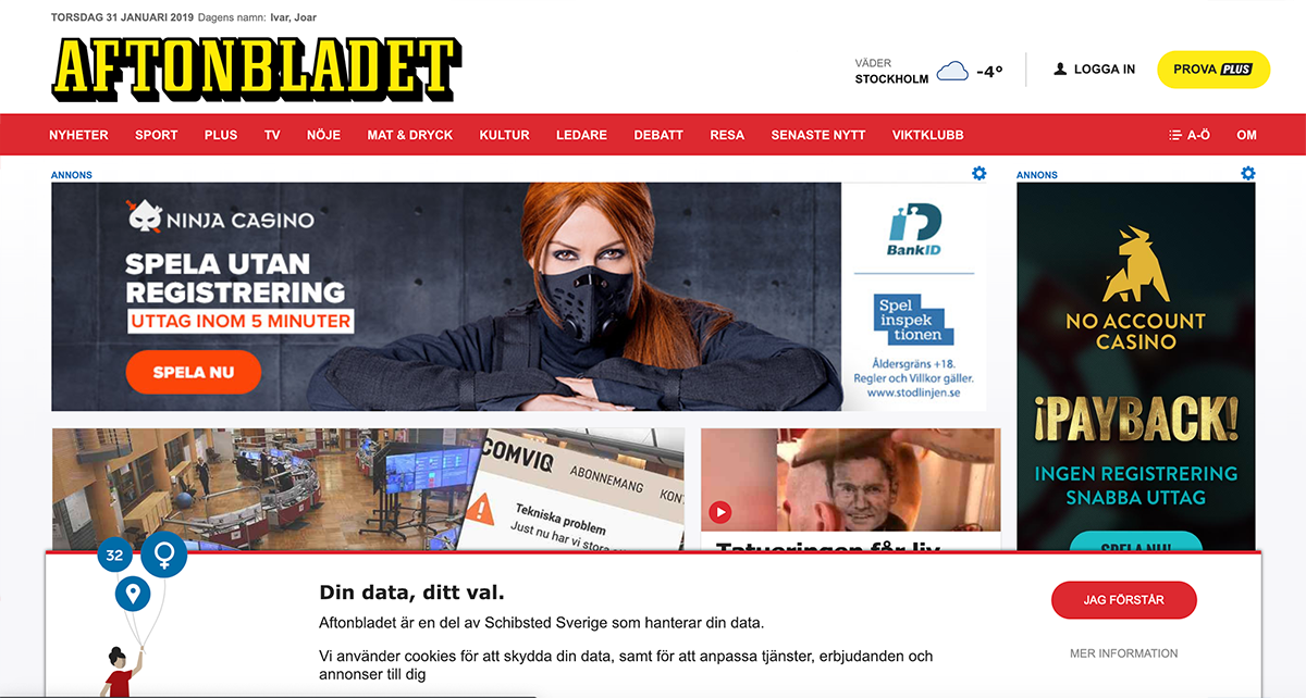 Aftonbladet consent dialog