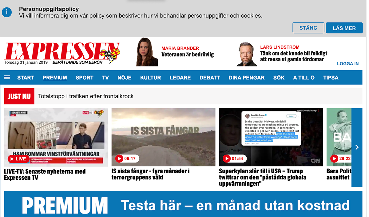 Expressen consent dialog